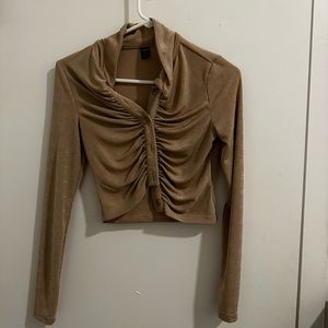 Ruched Button Up Long Sleeve